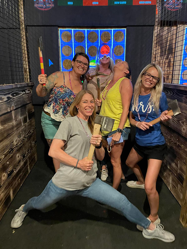 Girls night out axe throwing in Milford, DE