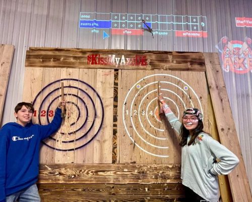 Axe throwing at Kiss My Axe is Great for ages 13 +